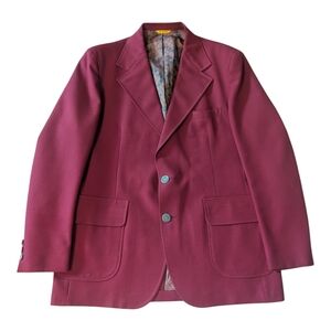 70s Preppy Forbes & Wallace Burgundy Single Breasted Blazer Men's 46L*